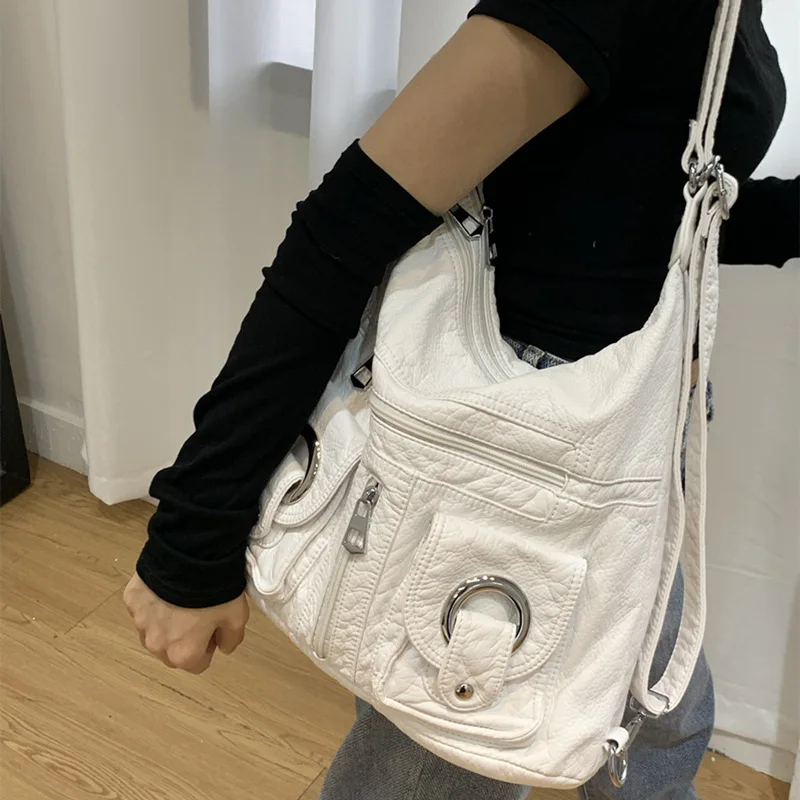 2025 Korean version personalized simple and versatile single shoulder diagonal cross bag for class commuting bag, large capacity