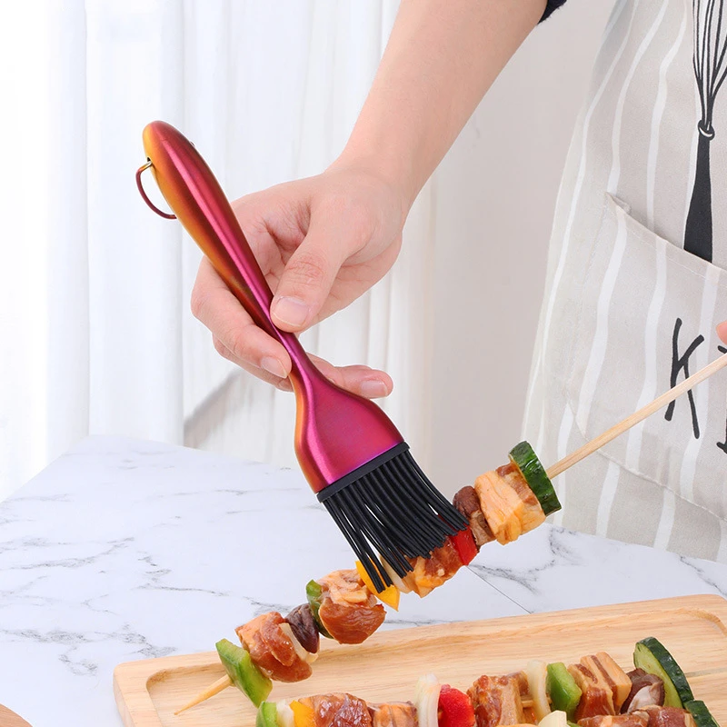 Oil Brushes Stainless Steel Silicone BBQ Grill Oil Sauce Brush Kitchen Removable and Hanging Baking Cooking Brushes BBQ Tools oil brush silicone basting brush oil bottle brush