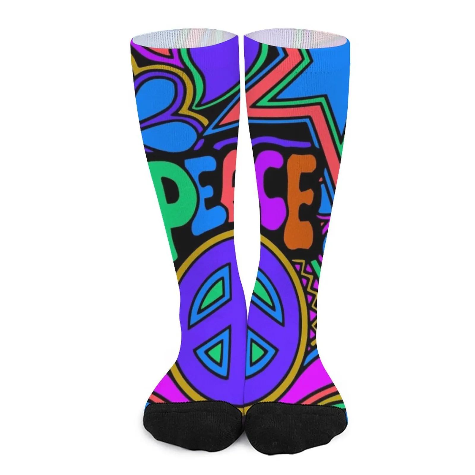 Peace and Love Flowers and Stars Hippie Design Socks Stockings man socks funny Children's socks flowers by design