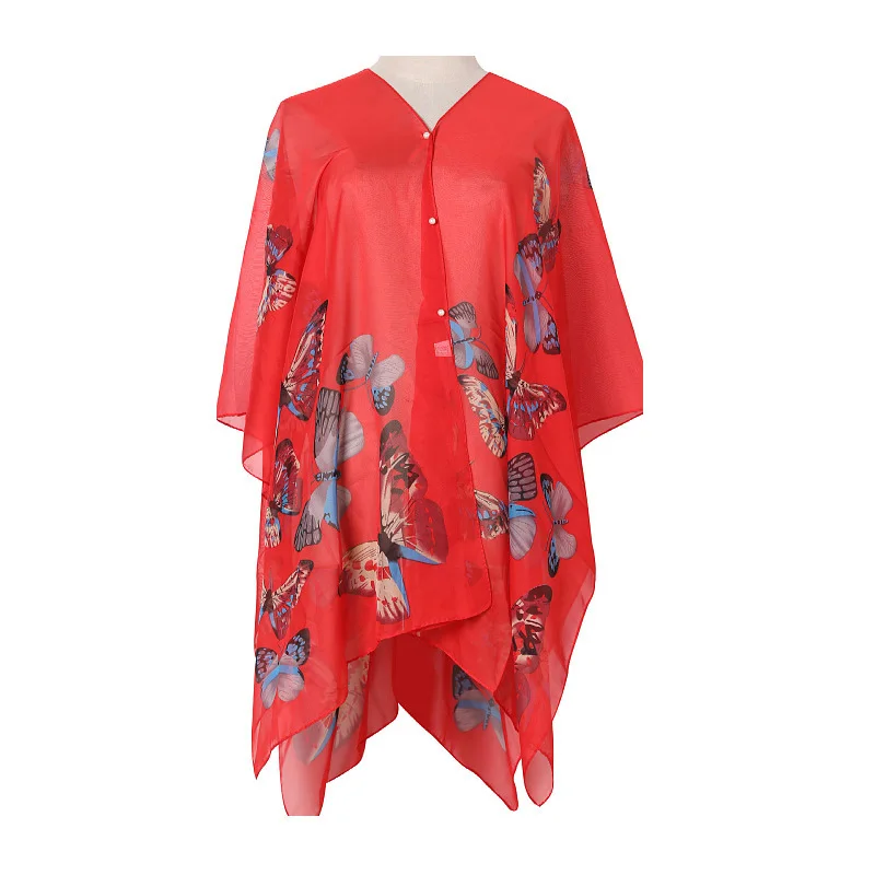 Women's Chiffon Beach Cover-Up – Sun Protection Shawl & Bikini Sarong Wrap