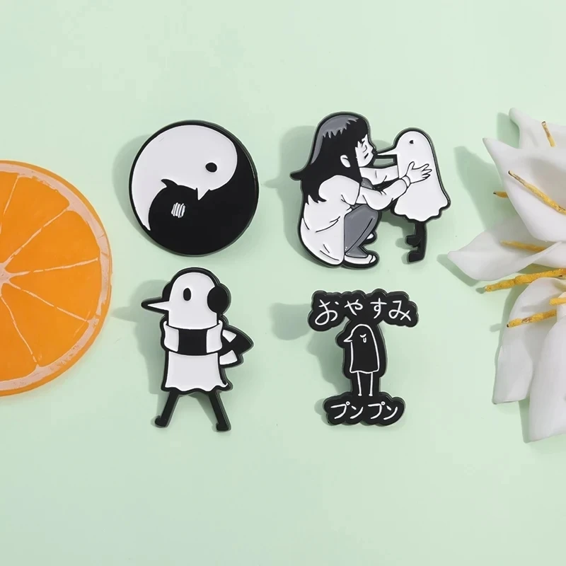Japan Anime Goodnight Punpun Emaille Pins Cartoon Oyasumi Wolke Vogel Tier Großhandel Abzeichen Metall Brosche Schmuck Geschenk für Freunde – Detail 8