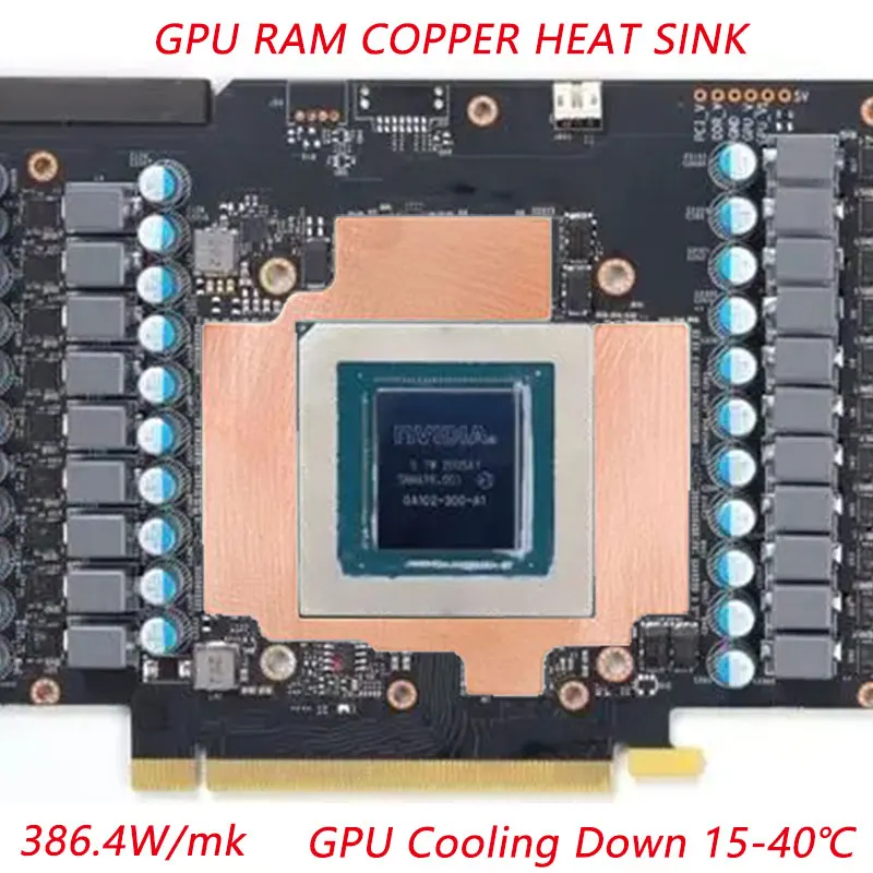 Upsiren gpu、ram銅ヒートシンクラジエーターメモリ鉱夫rtx 3060