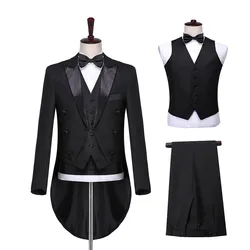 Fashionable Gorgeous Men's Tuxedo Vintage Split Loose Novel Suit Stage Performance Unisex Three Piece Suit (coat+vest+pants) Men
