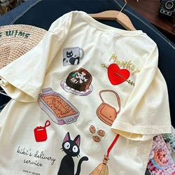 Harajuku Japanese Anime Cute T Shirts Y2K Women Girls Short Sleeve Tops Cartoon T-shirt Summer Cotton Tee Loose Kawaii Clothes