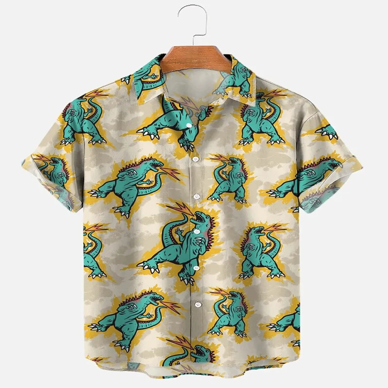 Cartoon Dinosaur Short Sleeve Shirt 3D All Over Printed Hawaiian Shirt for Men and Women Casual Shirt Unisex 3d dinosaur printed pattern bathroom shower curtain