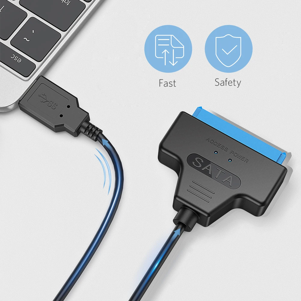 USB 3.0 SATA7 + 15 핀 하드 디스크 케이블 변환기, 2.5 인치 SSD 하드 디스크