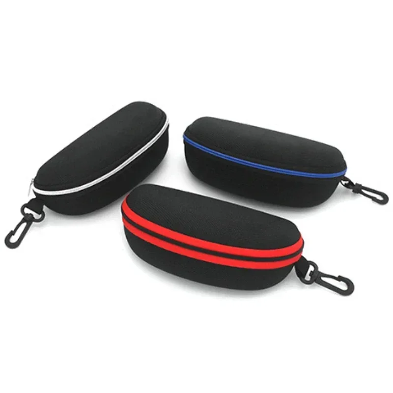 PortableZipperCarabinerSunglassesProtectorBoxHardEyeGlasses