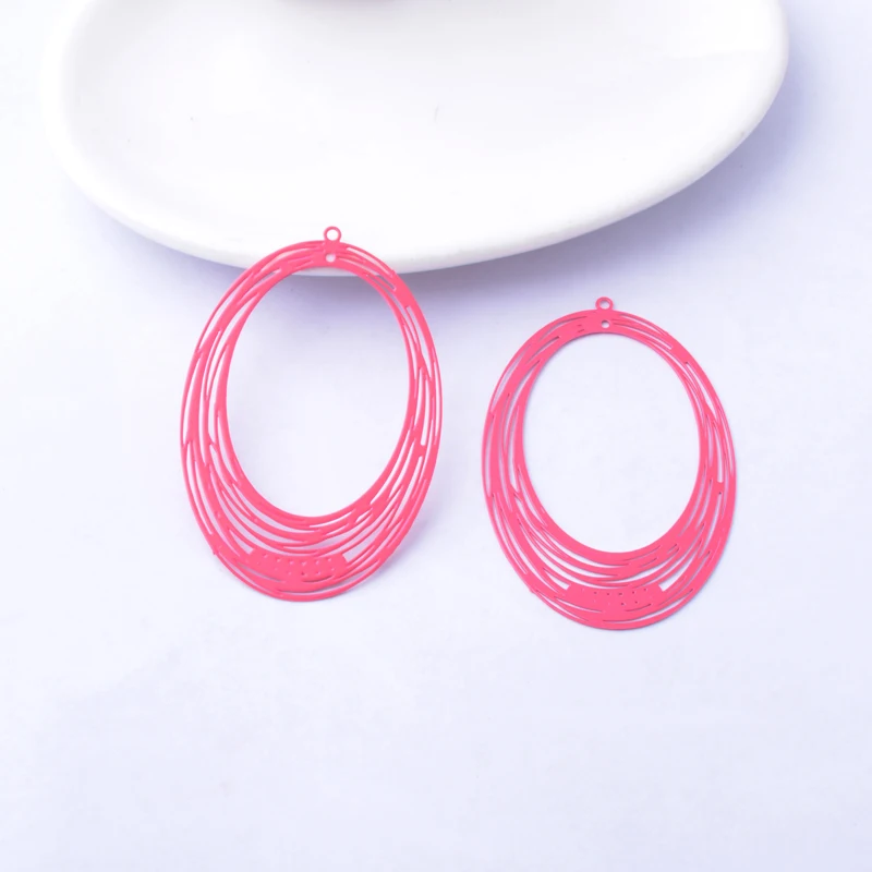 다채로운 블랙 골드 컬러 대형 타원 참, 빈 타원형 커넥터 펜던트, DIY 쥬얼리 제작, AB4312, 52*35mm, 30 개