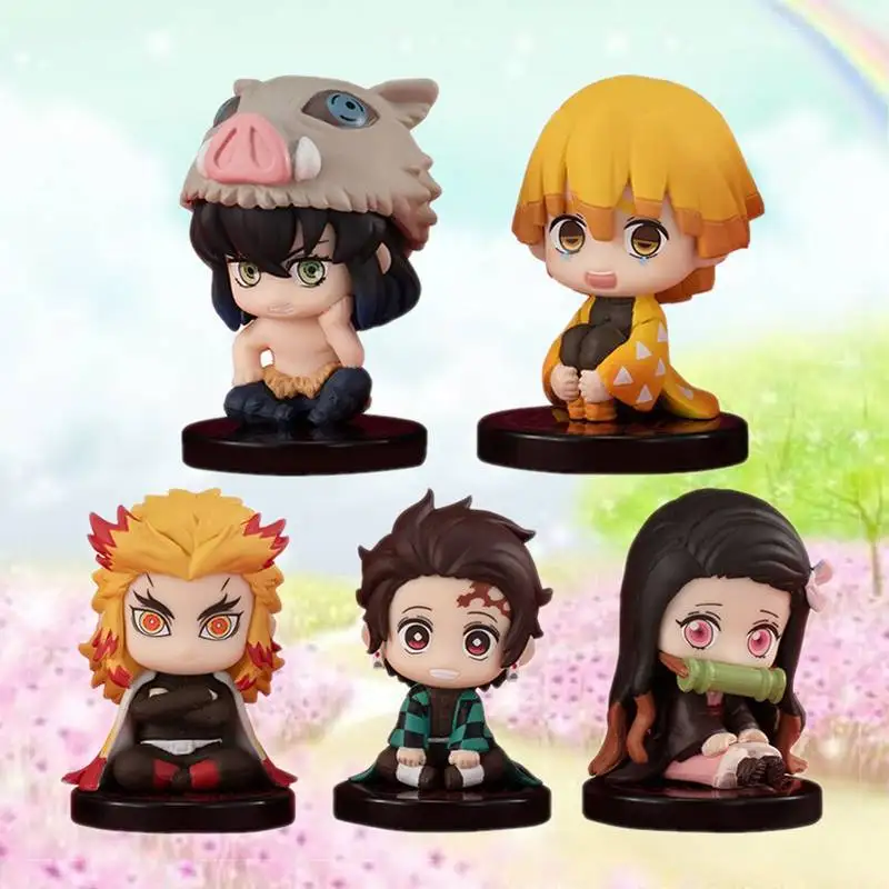 thumbnail image 1 of Figura de acción Demon Slayer Q Version, muñeco fantasma sentado, Tanjiro Nidouzi Inosuke Zenizu, modelo de película, 5 estilos/juego, 1 of 4