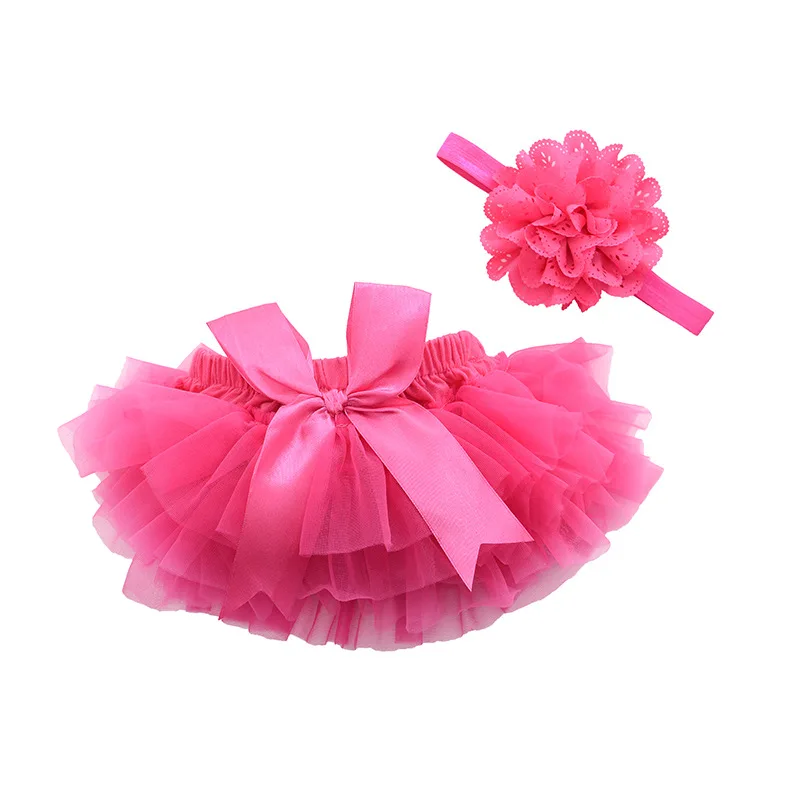 Baby Girls Tulle Tutu Bloomers Infant Newborn Diapers Cover set Short Skirts+Headband Set Girls Skirts Rainbow Baby Skirt 3