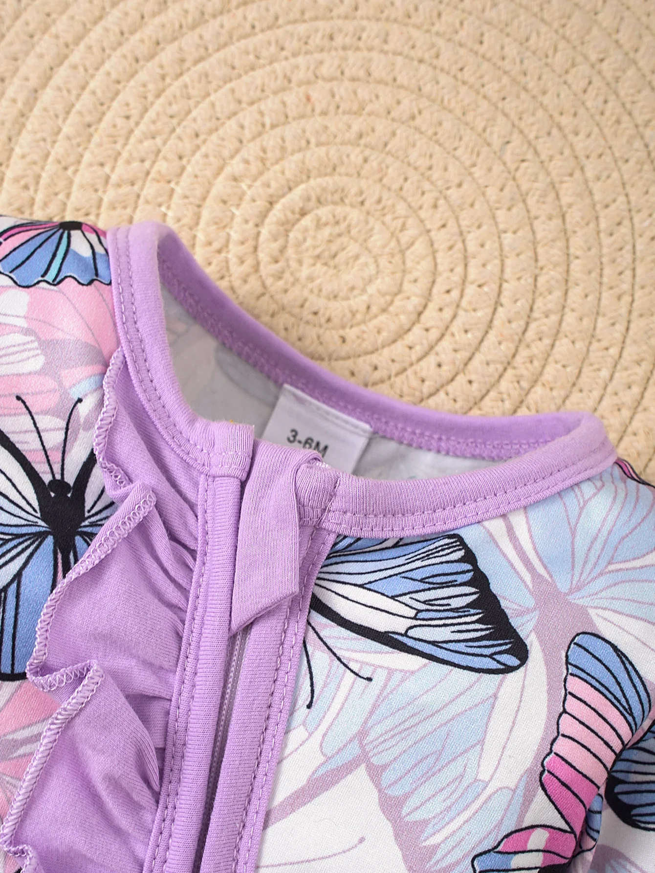 Spring and summer baby newborn zip-up footed onesie set, including a hat and a scarf, three-piece set 3