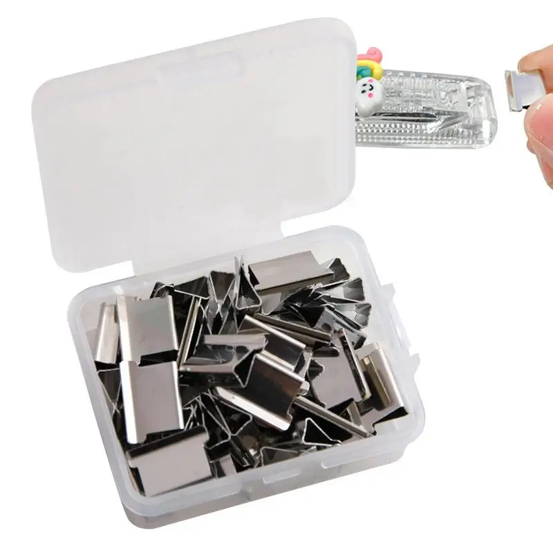 

Mini Stapler Desktop Mini Paper Clips Staplers Refill Clam Clip Dispenser Reusable Binder Clips Paper Clamps For School Offices