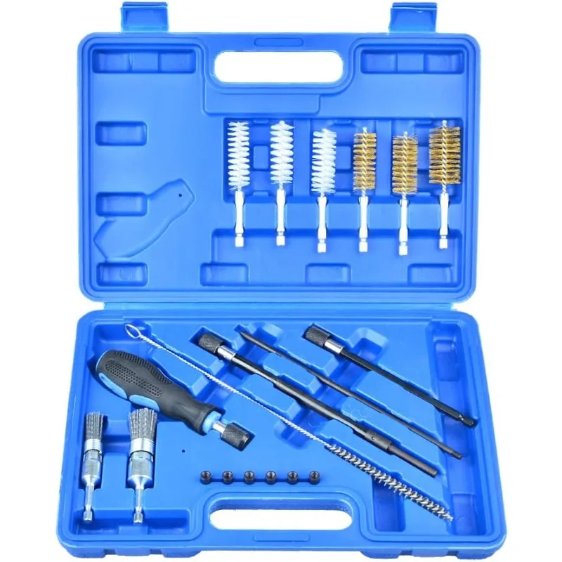 Universal Injector Seat Brush Cleaner Cleaning Tool Kit for Diesel Injectors Engines Car Special Disassembly Tool 19pcs
