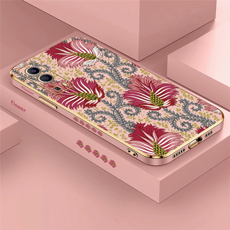 Elegant Flower Painting Shockproof Silicone Protective Phone Case