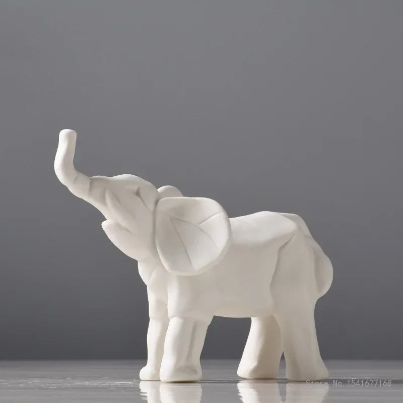 Nordic Ceramic Elephant and rhino Ornaments, Creative Living Room, TV Cabinet, Wine Cabinet, Home Decorations, 1Pc
