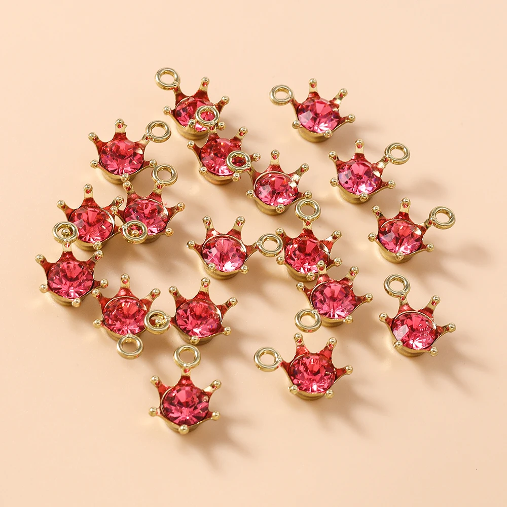 Leslie 10 Stück niedliche Kristallkronen-Charms für DIY-Ohrringe, Halsketten, Schmuckherstellung, Kunsthandwerk, handgefertigte Accessoires