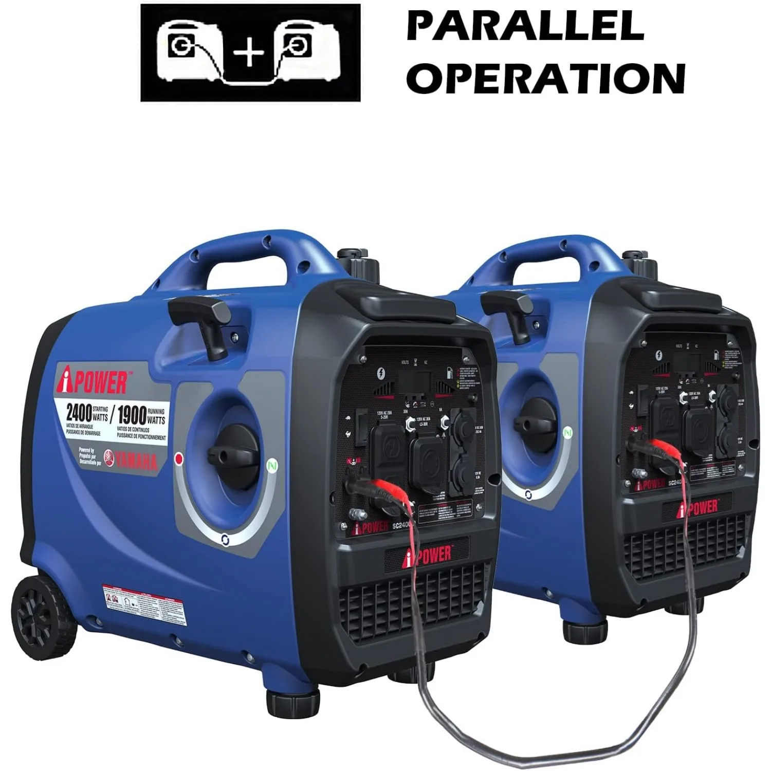 Portable Inverter Generator, 2400W Ultra-Quiet Powered By Yamaha Engine RV Ready, EPA & CARB Compliant, Ultra Lightweight