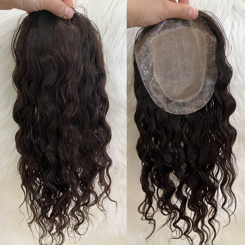 6x6inch Silk Base Topper for Wome European Loose Wave Virgin Human Hair Topper Breathable Hair Piece 2CM PU Around