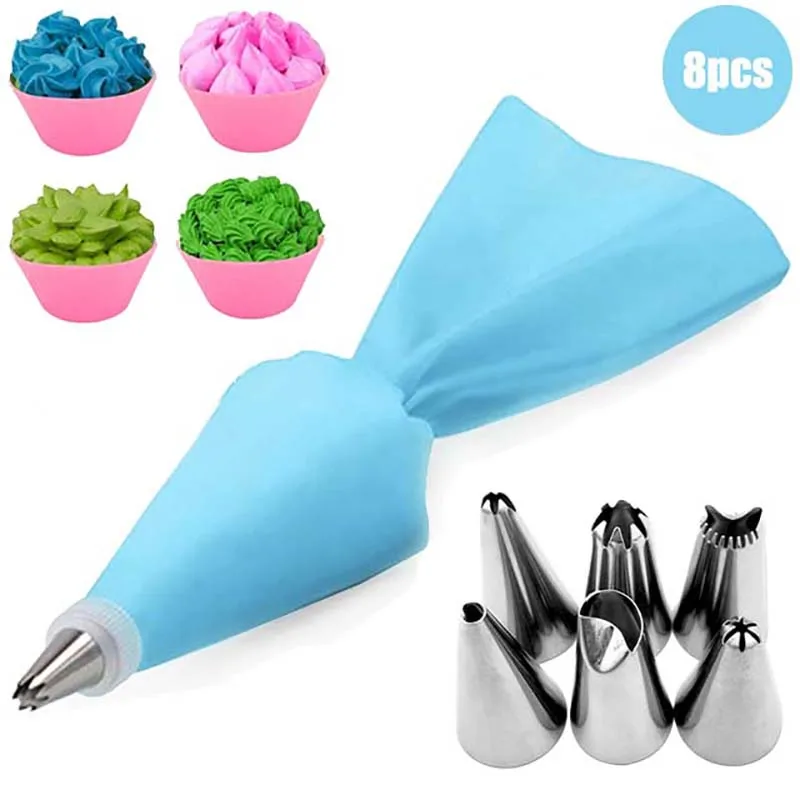 Cake Icing Nozzles Baking Nozzle Set Cake Decorating Nozzle Set Cream Nozzles 8PCS Pastry Tools Accessories Pastry Bag Kitchen Bakery Cupcake Desserts Confectionery Cake Decorating Tools