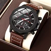 Luxury Men Watches Leather Strap Three Eyes Digital Dial Business Casual Quartz Watch Fashion Sports Man Clock Relogio Masculino 1