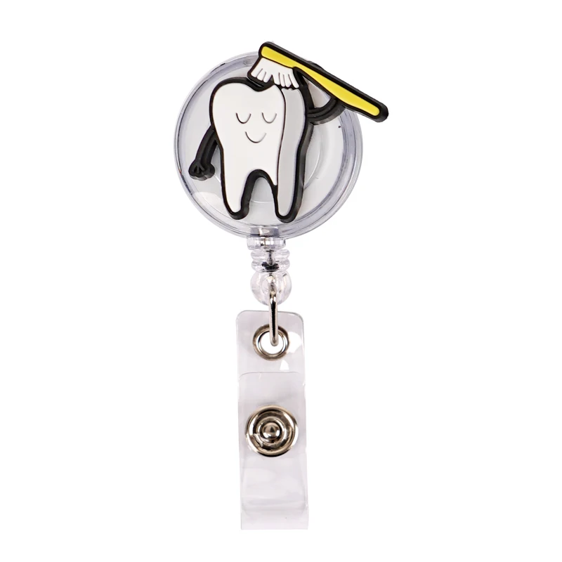 Abamilaka Glitter Acrylic Badge Reel For Nurses, Dental Hygienists - Funny, Cute Retractable ID Holder Gift