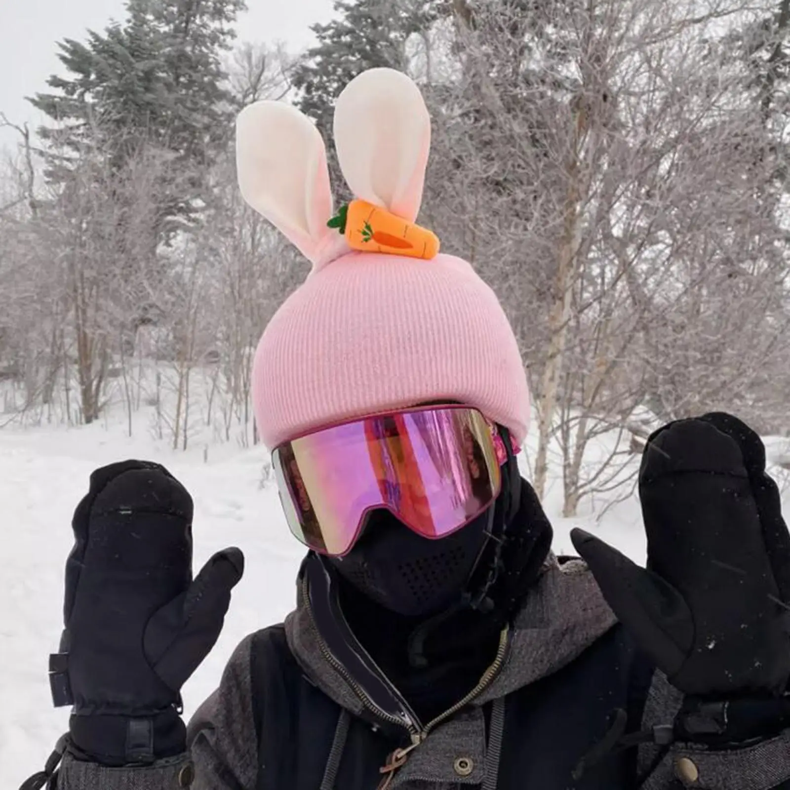 ski helmet cover funny Single board double board warm ski helmet cover personality cover Unicorn rabbit ear giraffe lovely 3