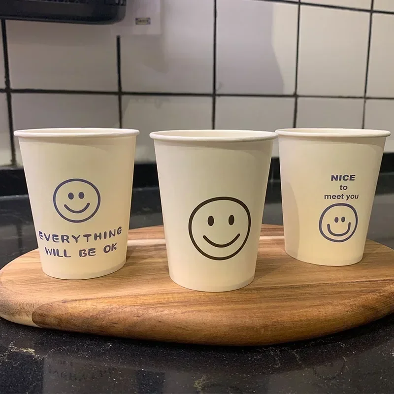 Disposable paper cups 50pcs 250ml White Paper Cups Personalized for Coffee Tea Milk Drinking Accessories Camping Party Supplies