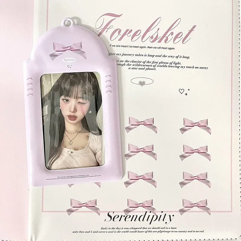 Kawaii Girl Heart Bow-knot 3 inch Kpop Photocard Holder Photo Card Holder Bag Pendant Ins Korean School Stationery card holder,photo card holder