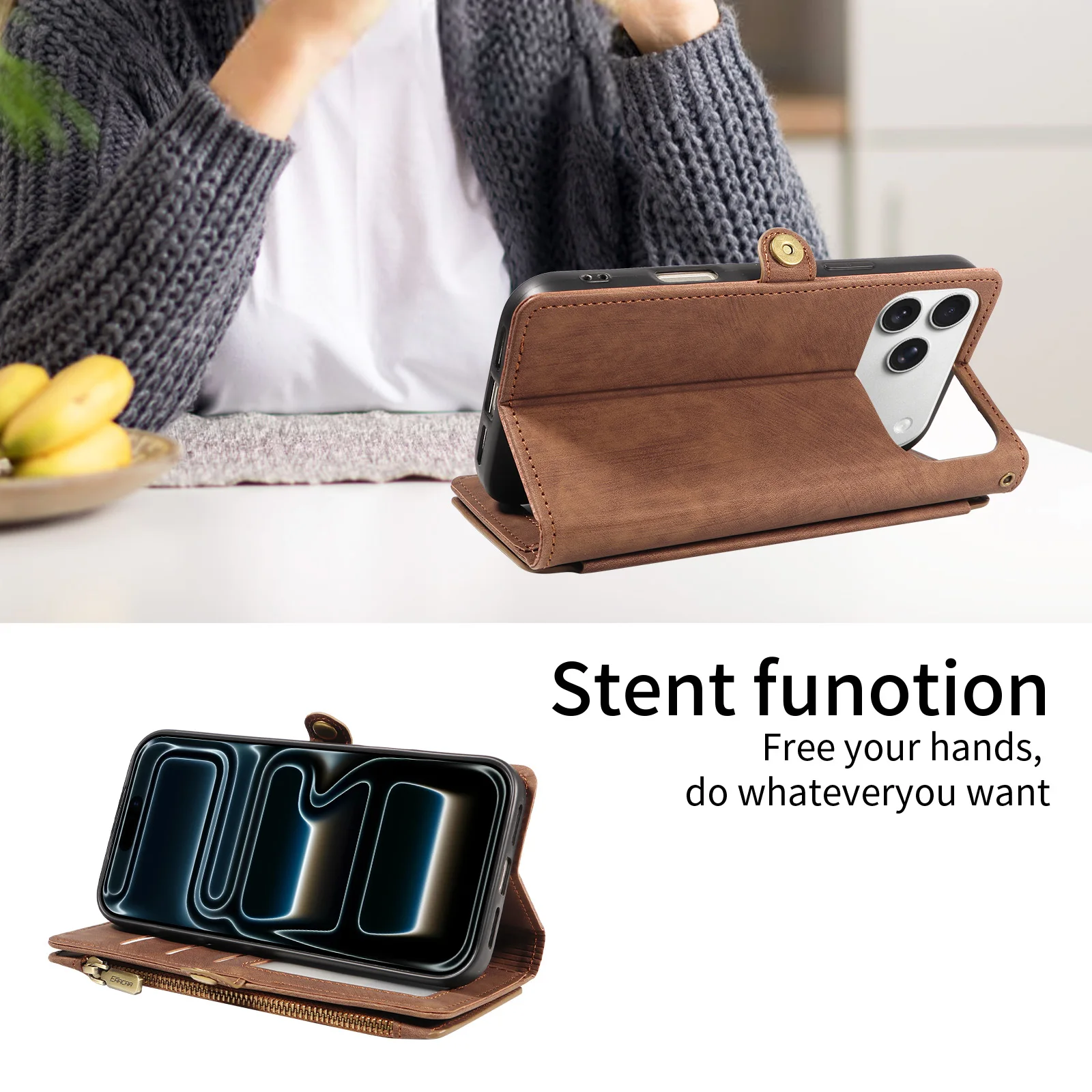 Premium PU Leather Wallet Phone Case with Card Slots & Magnetic Flip Closure, RFID Blocking