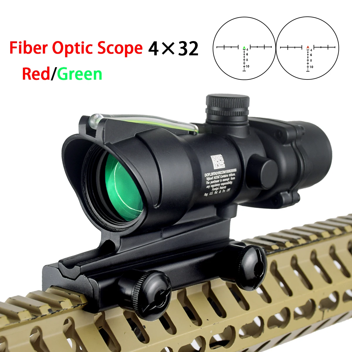 

Тактический Оптический Прицел ACOG 4X32 1x32, Красная Зеленая точка, оптика с подсветкой, шеврон, крест, стекло с гравировкой, сетка для охоты AR15 HK416