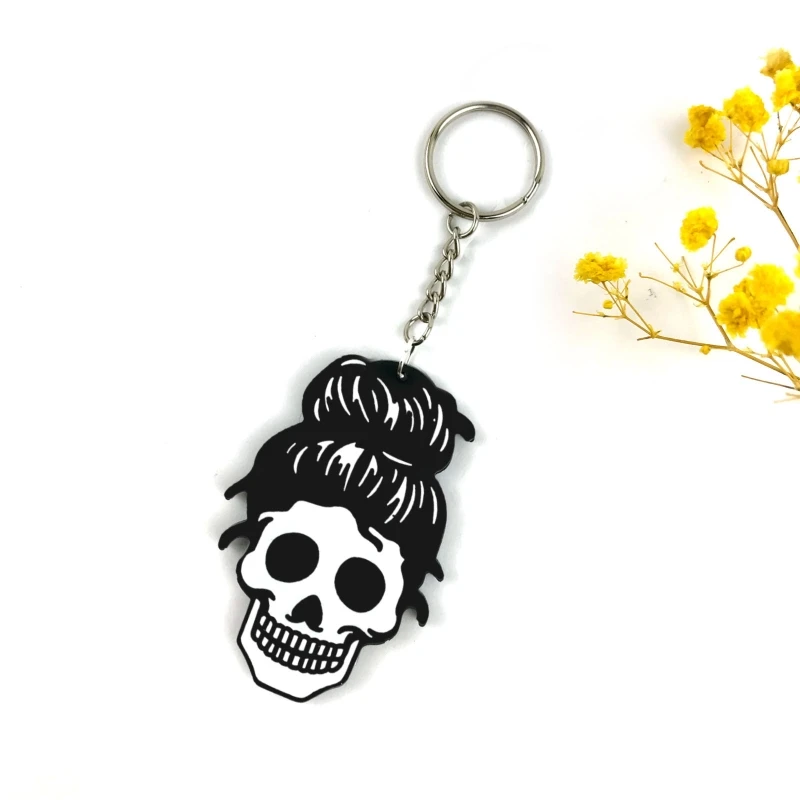 

MXME Shiny Halloween Skull Keychain Silicone Epoxy Resin Mold DIY Ornament Pendant Jewelry for Luggage Tags Bag Accessories