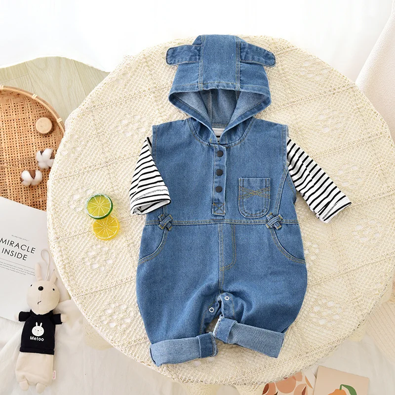 Autumn Baby Denim Romper Set