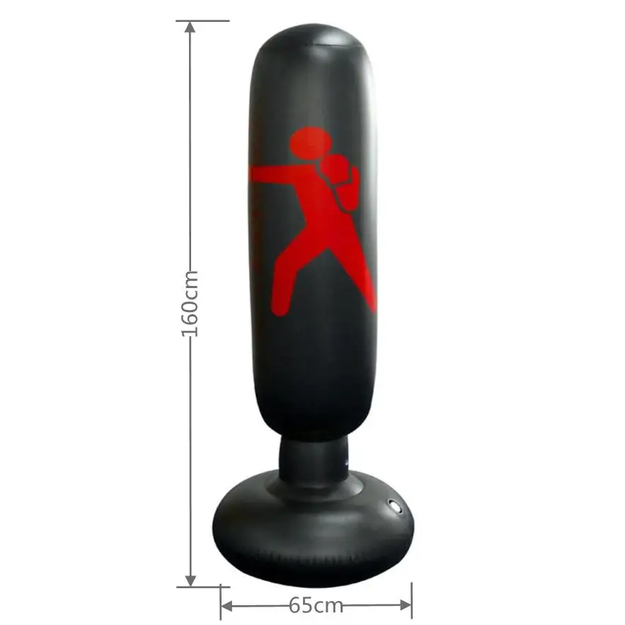 Inflatable Punching Bag for Kids Adults 160x65cm Boxing Training Sand Bag with Stand Punch for Karate Training