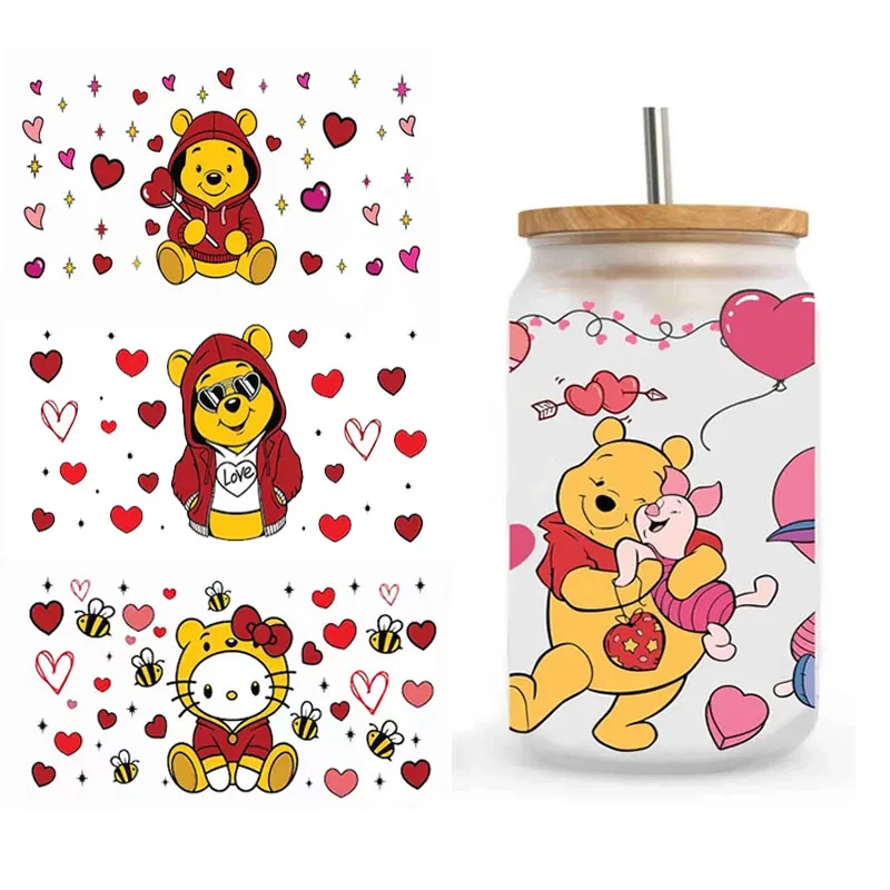 

Disney Winnie Pooh Eeyore Piglet UV DTF Sticker For 16oz Glass Cups Wrap Transfer Sticker Custom Labels DIY Logo Waterproof