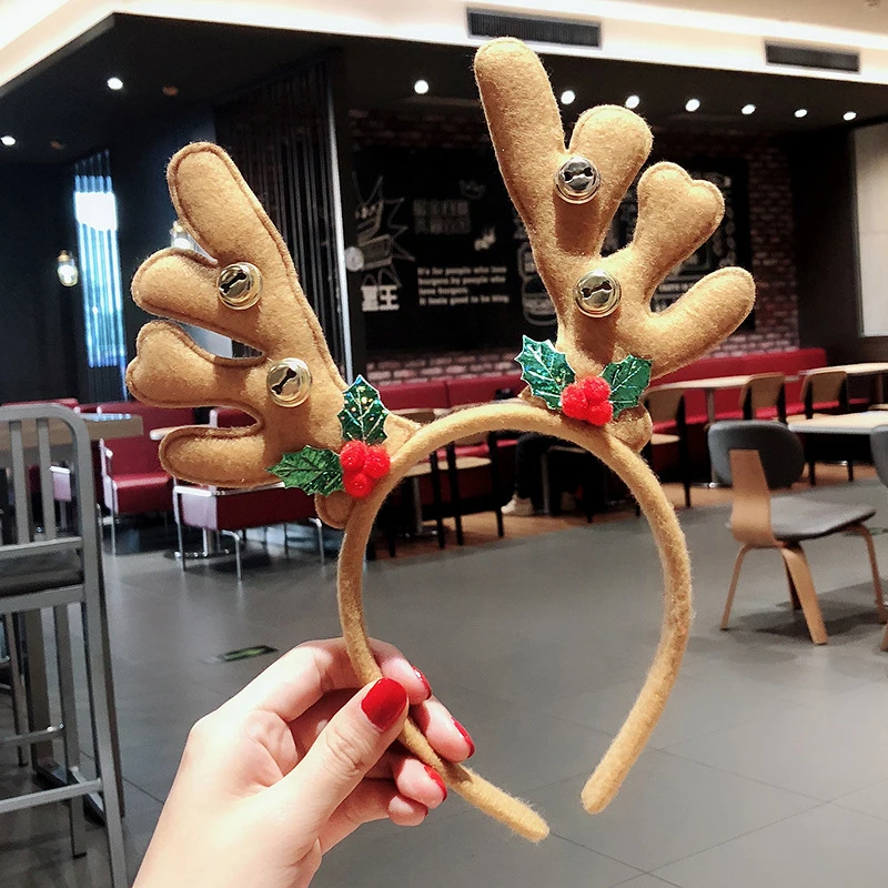 1PC Christmas Headbands Sequins Reindeer Antlers Ears Hair Clips For Women Girl Christmas Party Cosplay Light Headdress
