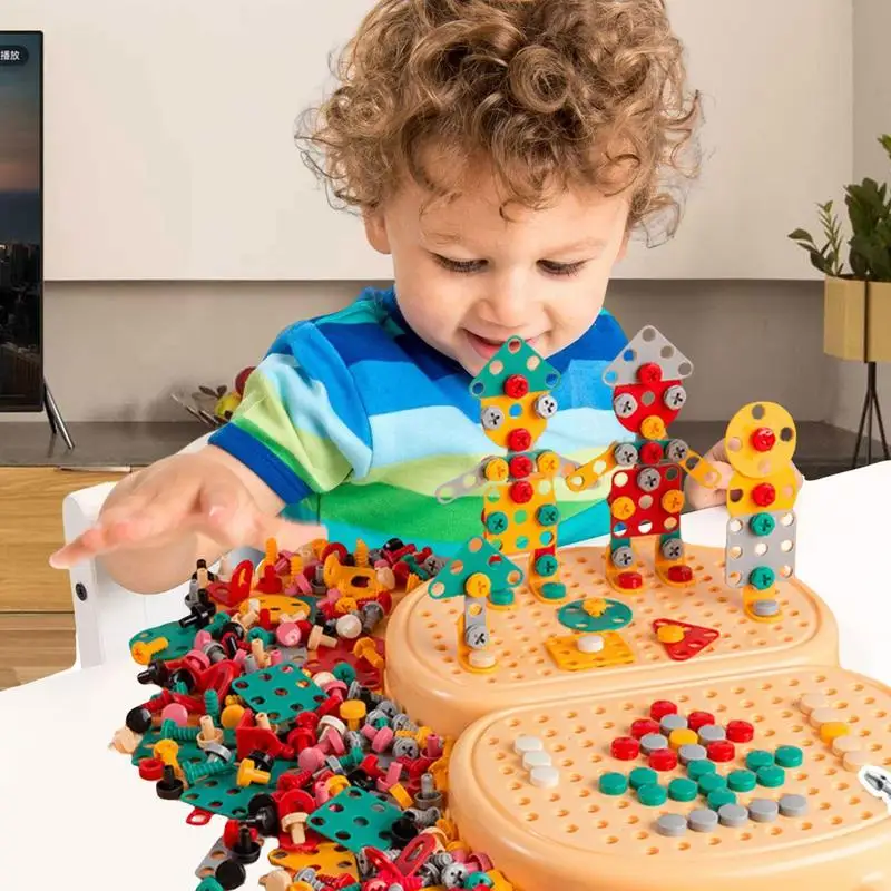 Drill Set 203pcs Electric Drill And Screw Design Art Puzzle Drilling Toy STEM Building Toys Screwdriver Set For Boys And Girls