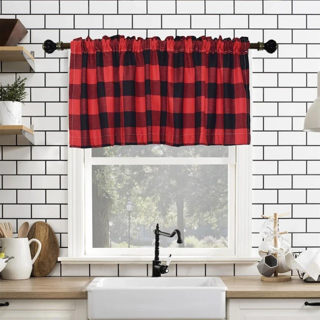 Cortina de larga duración con estilo, cenefas de ventana a cuadros de  granja, diseño suave y sedoso para cocina/sala de estar, cortinas  funcionales - AliExpress