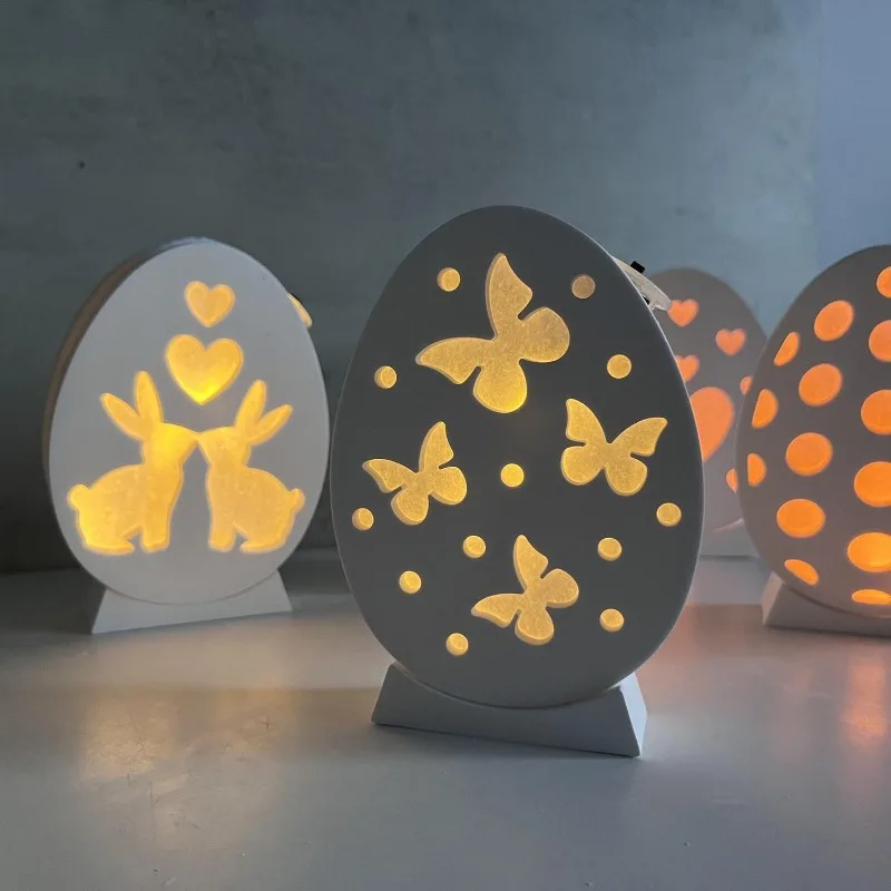 Easter Atmosphere Lamp Silicone Mold Hollow Easter Egg Rabbit Butterfly Love Mirror