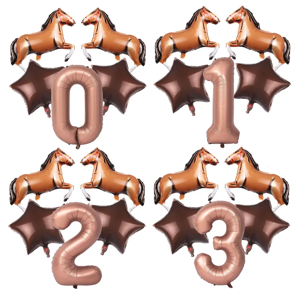 

Набор воздушных шаров с изображением коричневых лошадей, 5 шт.