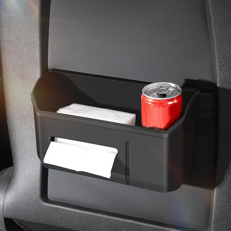 테슬라 모델 3/Y 자동차 세트 백 스토리지 박스 TPE 티슈 박스 자동 뒷좌석 쓰레기통 테슬라 인테리어 액세서리 용 컵 홀더