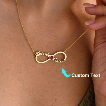 Personalized Infinity Name Necklace with Heart Birthstone Women Fashion Custom Jewelry Christmas Gifts for Birthday,New Year