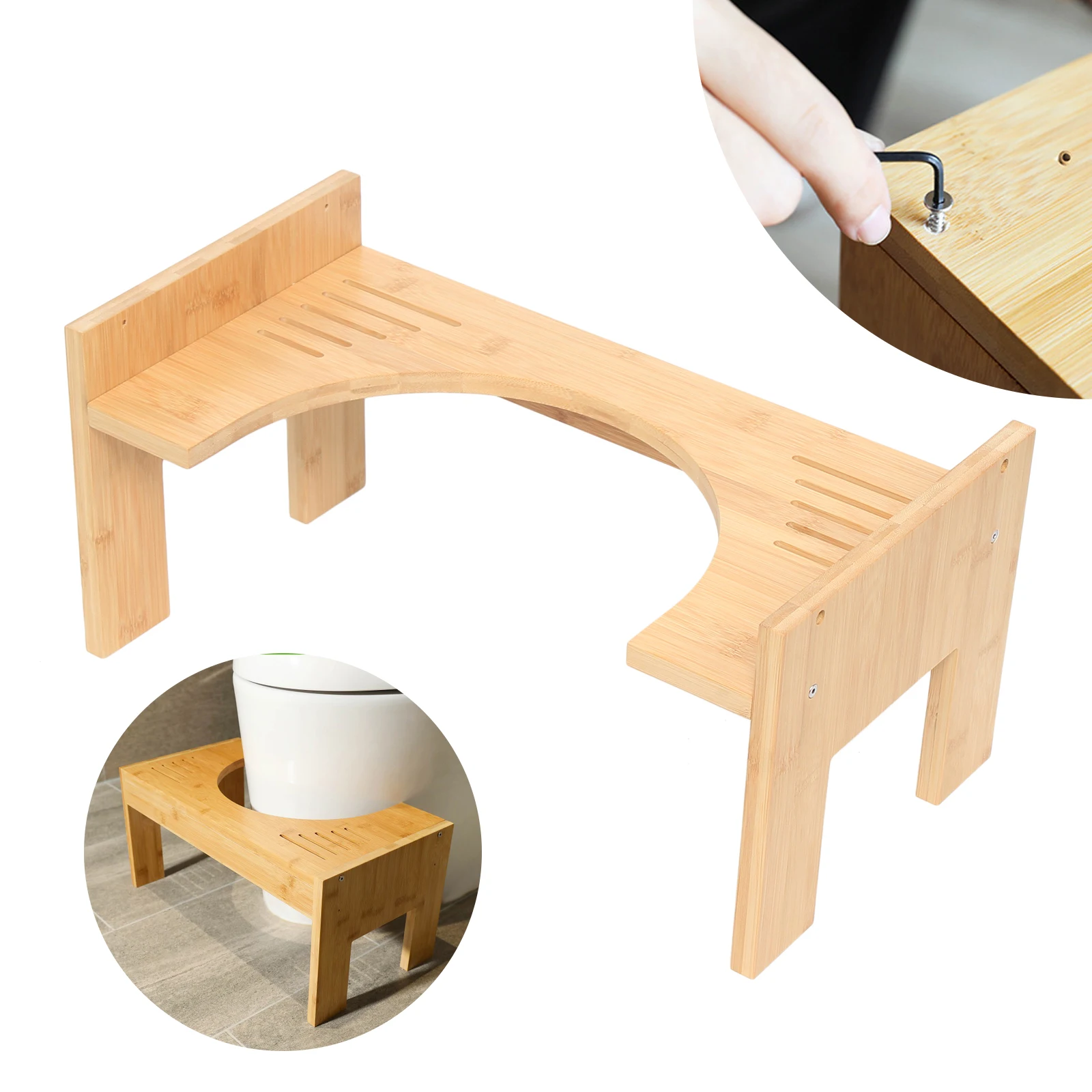 

Табурет для унитаза, безопасный нескользящий стул для ванной комнаты, бамбуковый портативный ступенчатый стул, аксессуары для ванной комнаты, противоскользящий стул для ног