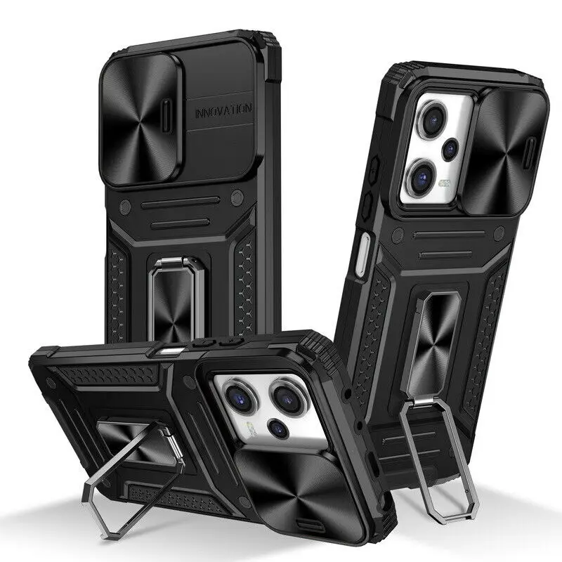 Slide Push Window Kameraschutzhülle für Xiaomi Redmi Note 12 11 Mi Poco X5 Pro Rüstung Magnetringhalter Ständer_voghion.com