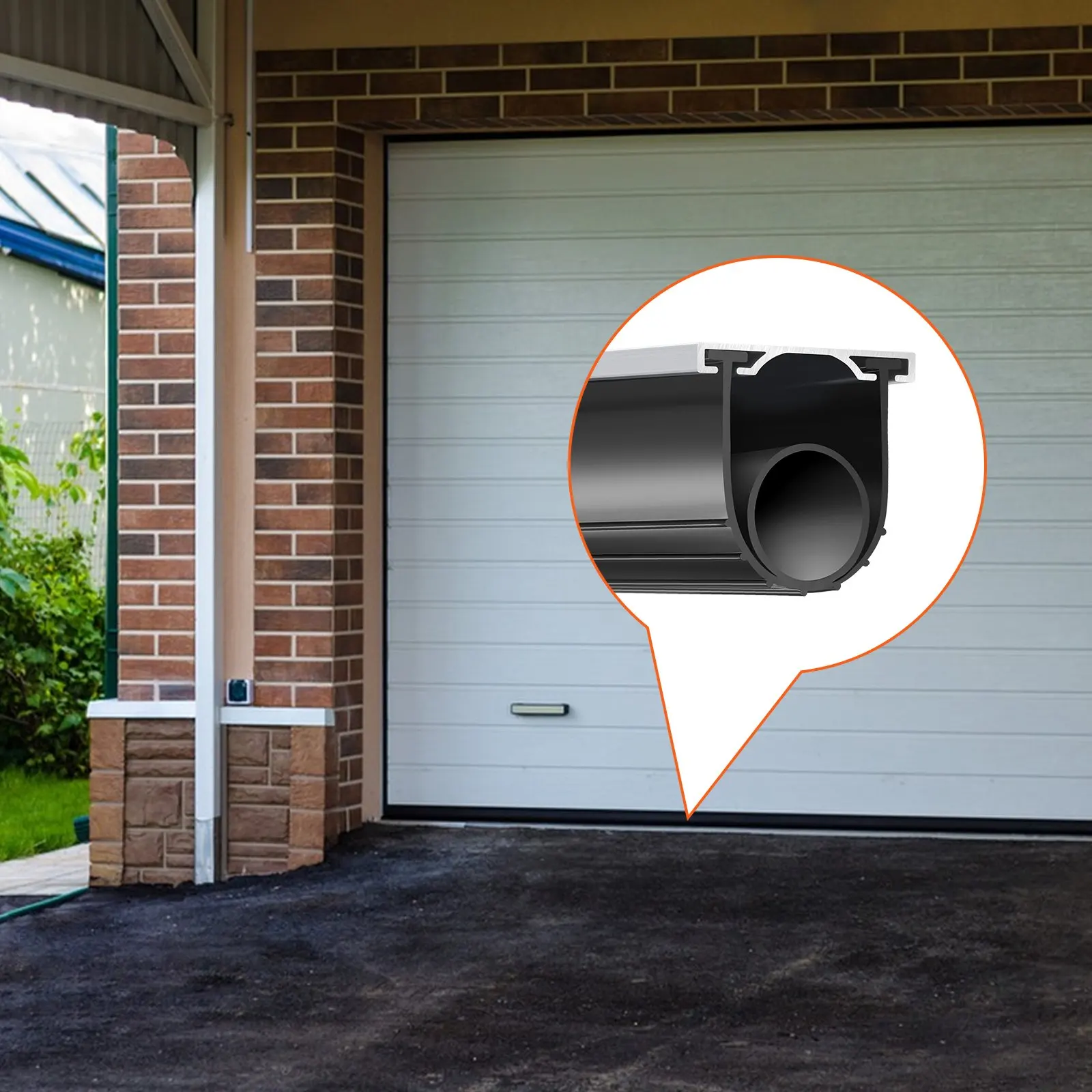 Garage Door Seals Bottom Rubber, U Shape O Ring Combination Garage Door Weather Stripping With Pre-drilled Aluminum Track