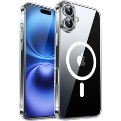 Magnetic Luxury Matte Translucent Shockproof Phone Case with Wireless Charging Compatibility for iPhone 15 Pro Max (Clear)