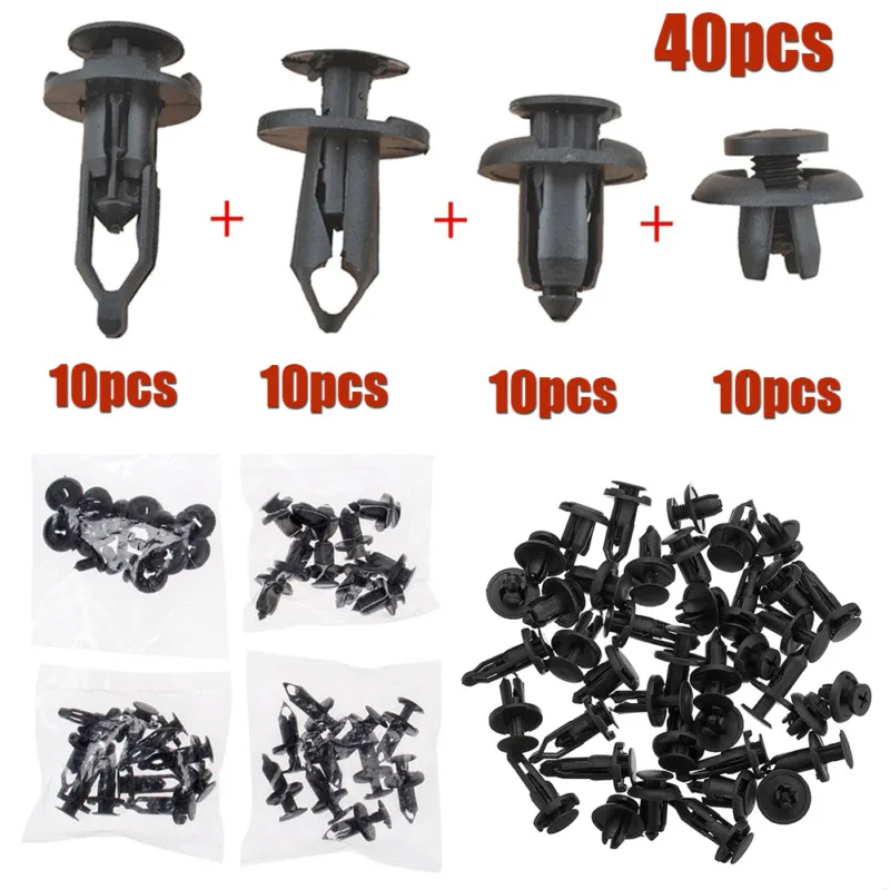 

40pcs Mixed Auto Fastener Clip Car Body Push Retainer Pin Rivet Bumper Door Trim Panel Retainer Fastener Kit Car Accessories