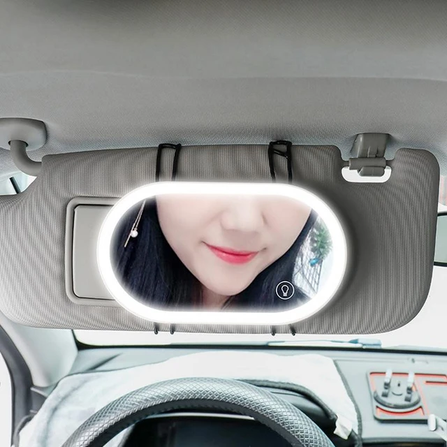 Miroir de courtoisie de voiture avec lumière LED, écran tactile LED, pare- soleil automatique, miroir de maquillage, clip rétractable, pare-soleil,  accessoires de voiture - AliExpress