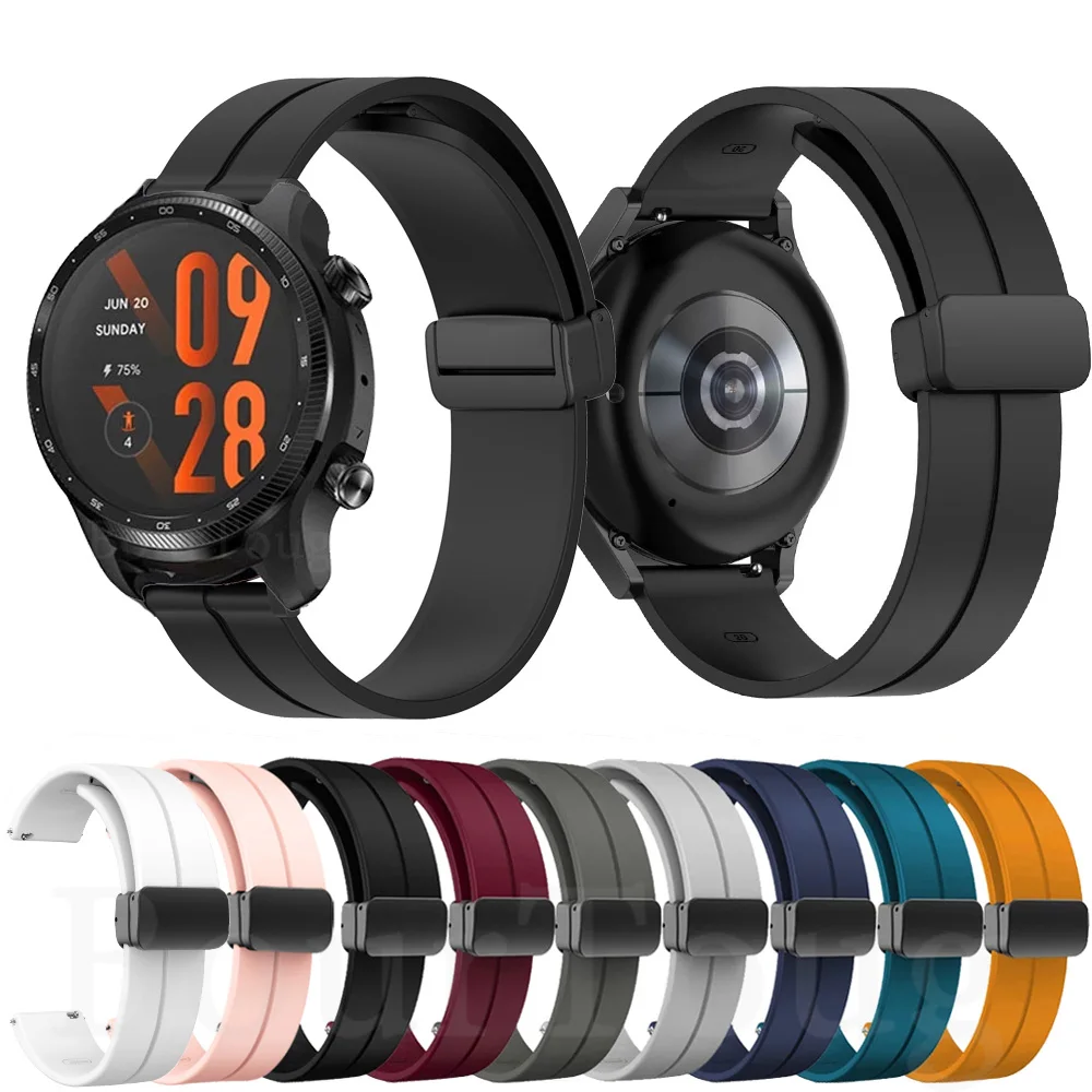 

Magnetic Folding Buckle Band For TicWatch Pro 3 Ultra GPS/LTE Silicone Strap For TicWatch E3 /GTX/GTH/E2 Bracelet Accessories
