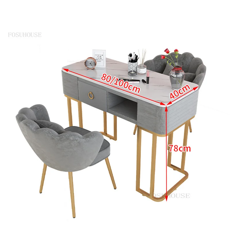 Modern Minimalist Nail Tables Manicure Shop Table and Chair Set Light Luxury Single Double Professional Manicure Table Chair AA