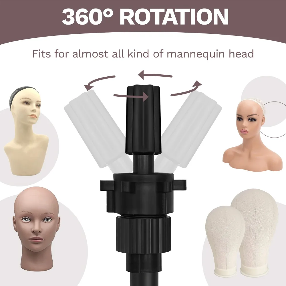 50인치 조절 가능한 금속 가발 스탠드(도구 트레이 포함) - 미용 및 헤어드레싱에 이상적 안정적인 삼각대 마네킹 헤드 스탠드